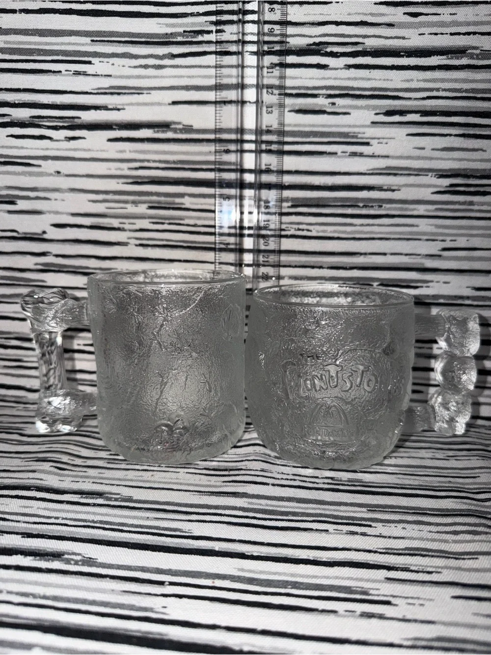 1993 The Flintstones Collectible McDonalds Mugs - Clear Glass